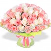 Амур - букет из кремовых и розовых роз